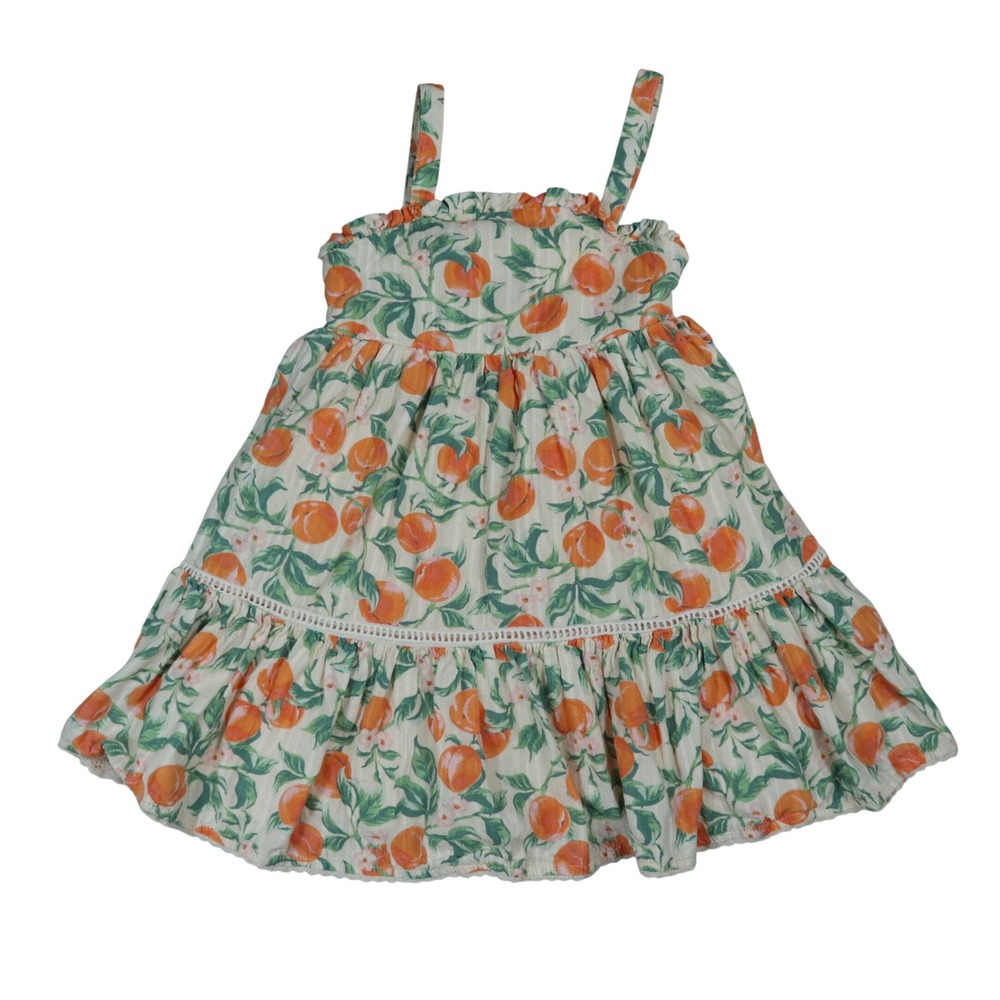 Cynthia Rowley Peach Print Ruffle Tiered Cotton Sundress Dress Girls 3T